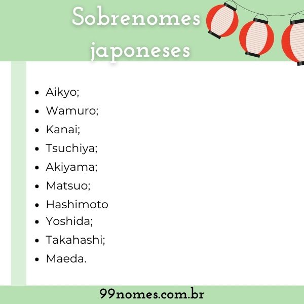 200 sobrenomes japoneses comuns